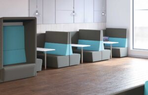 flex office space meeting area with Indana Furniture