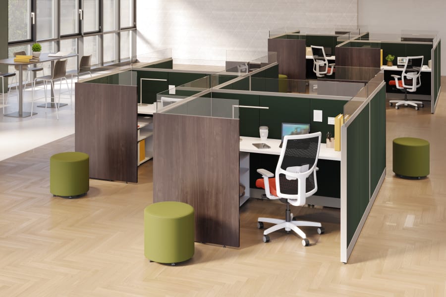Hon Accelerate Ignition Flock wood pattern cubicles