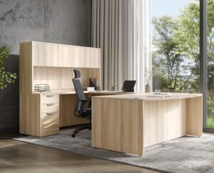 up to date office desk in light wood color