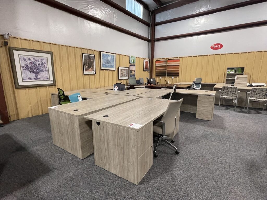 task desks at the PVI office furniture showroom