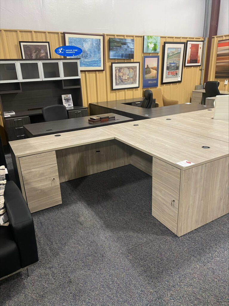 Executive desks at the PVI office furniture showroom