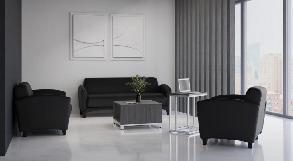 modern reception area soft seating