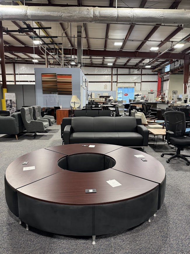 tables and couches at the office furniture showcase at PVI in frederick